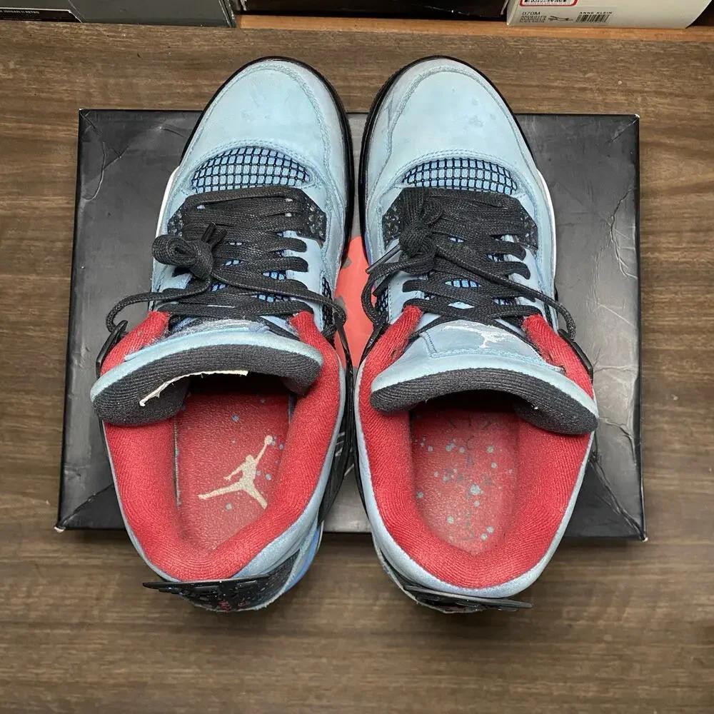 Men's Air Jordan 4 Retro Travis Scott Cactus Jack Blue Size 12 Shoe (308497-406)
